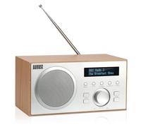 August MB420K DAB/DAB+/FM Radio with Bluetooth, Mains Powered, Dual Alarm | Digital Radio Alarm Clock, RDS, 60 Presets, 5W HiFi Speaker, Sleep Timer, Snooze, USB & AUX In/Out for Kitchen & Home, Oak