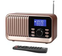August MB450K Portable DAB/DAB+/FM Radio with Bluetooth 5.3 - Rechargeable Digital Radio with 60 Presets, 18H Playback, Dual Alarm Clock with Sleep Timer, USB, AUX & MicroSD, Remote Control - Oak