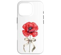 August Poppy Flower Watercolor Botanical Art Case for iPhone 16 Pro