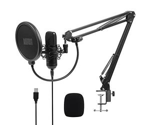 August REC100 USB Condenser Microphone with Boom Arm, Pop Filter & Shock Mount - Professional Cardioid Mic Kit for PC, Laptop, Gaming, Streaming, Podcasting, Recording, YouTube, TikTok, Discord, PS5