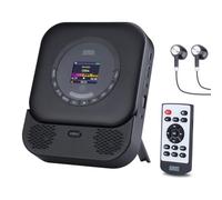 August SE15 Portable CD Player Bluetooth 5.3 Built-in Stereo Speakers Rechargeable Wall Mounted CD Player with Remote Control/Earphones/Anti-Skip Protection/3.5mm AUX Jack/USB Black