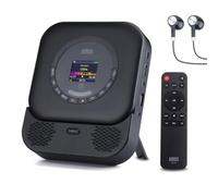 August SE15B Portable CD Player for Home, Car & Travel - Bluetooth 5.3, USB Port, 3.5mm AUX In/Out, 6W Stereo Speakers - Wall-Mountable Rechargeable Discman with Earphones & Remote, EQ, Anti-Skip