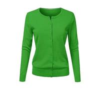 August Silk Cardigans for Women Women's Round Neck Cardigan Knitted Long Sleeved Large Yards Loose Solid Color Short Sweater Jacket Cardigan Long Cardigans for Women Cable Knit (Green, XXL)