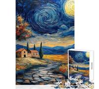 August Starry Night Jigsaw Puzzles 1000 Pieces for Adults Peaceful Calm Stress Relief Mindful Peaceful Leisure Game (38X26cm)