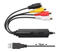 August VGB350 USB Video Capture Card Grabber - Convert VHS, VCR, Hi8, Mini DV & DVD to Digital on PC, Transfer Camcorder Tapes via Composite/S-Video, PAL/NTSC/SECAM, Windows 11 10 8 7 Compatible