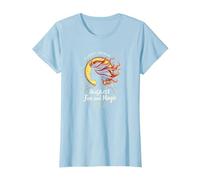 August Woman: Fire and Magic Birthday Gift T-Shirt, Women, Baby Blue, XS
