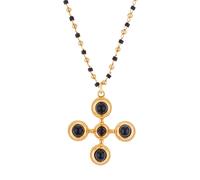 August Woods Gold Beaded Black Cross Necklace - 40cm