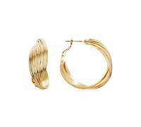 August Woods Gold Chunky Ribbed Hoop Earring - Gold