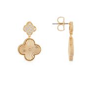 August Woods Gold CZ Mirror Clover Drop Earrings - Gold