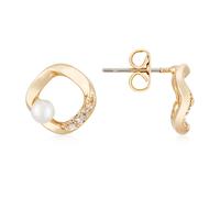 August Woods Gold CZ Molten Circle Pearl Studs - Gold
