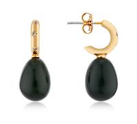 August Woods Gold Green Teardrop Hoops Earrings - Gold