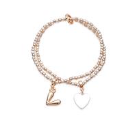 August Woods Gold Heart Beaded Double Bracelet - Gold