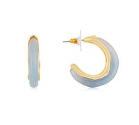 August Woods Gold Light Blue Stone Hoop Earrings - Gold