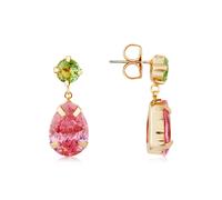 August Woods Gold Sorbet Pink Green Drop Earrings - Gold