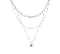 August Woods Silver Layered Sphere Pendant Statement Necklace - Silver