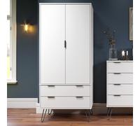Augusta 2 Door 2 Drawer Wardrobe, Industrial Style, Antique Wax Finish