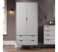Augusta 2 Door 2 Drawer Wardrobe, Industrial Style, Antique Wax Finish