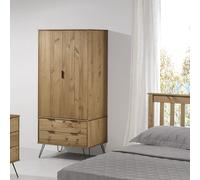 Augusta 2 Door 2 Drawer Wardrobe, Industrial Style, Antique Wax Finish