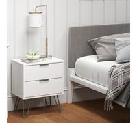 Augusta White 2 Drawer Bedside Cabinet - White