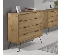 Augusta 4 Drawer Chest Grey - H90.3cm x W76.5cm x D39.5cm Core Products Light Brown One Size