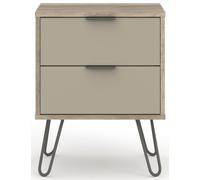 Augusta Bedside Cabinet - 2 Drawer - Driftwood - Hairpin Legs