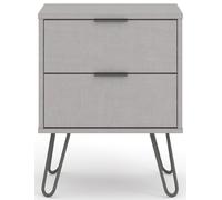 Augusta Bedside Cabinet - 2 Drawer - Grey - Hairpin Legs