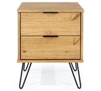 Augusta Bedside Cabinet - 2 Drawer - Pine - Hairpin Legs