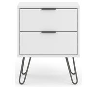 Augusta Bedside Cabinet - 2 Drawer - White - Hairpin Legs