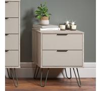 Augusta Bedside Cabinet, Industrial Style, Antique Wax Finish, Plastic Handles