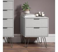 Augusta 2 Drawer Grey Bedside Table - Wilko