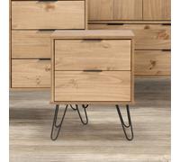 Augusta Bedside Cabinet, Industrial Style, Antique Wax Finish, Plastic Handles