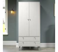 Augusta Curve 2 Door 2 Drawer Wardrobe, White Wax Pine, Rounded Edges, Sturdy
