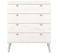 Core Products Augusta Curve 4 Drawer Chest In White, Bedroom Storage Cabinet H86.3 X W76.9 X D39.5 Cm