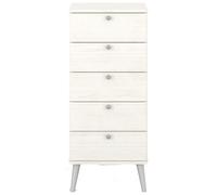 Core Products Augusta Curve 5 Drawer Narrow Chest In White - Slim Bedroom Storage Cabinet H103 X W45 X D39.5 Cm