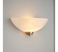 augusta glass wall light with steel base in antique brass