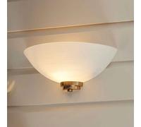augusta glass wall light with steel base in brushed age brass