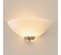 augusta glass wall light with steel base in satin chrome