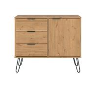 Core Products Augusta Small Sideboard With 1 Door 3 Drawers Antique Waxed Pine, Brown