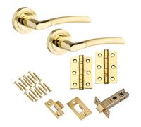 Augusta Lever On Rose Door Handle - Dual Tone Brass - Complete Door Pack - Designer Levers