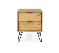 Augusta 2 Drawer Bedside Cabinet - Antique waxed pine
