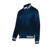 Augusta Sportswear Augusta Satin Baseball Jacket/Striped Trim, Navy/White, Small