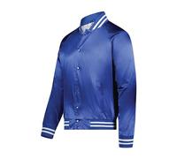 Augusta Sportswear Augusta Satin Baseball Jacket/Striped Trim, Royal/White, Large