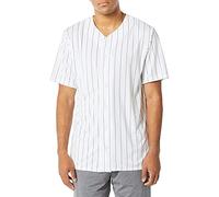 Augusta Sportswear Men's Augusta Pinstripe Full Button Baseball Jersey, White/Navy, Small Shirt, S