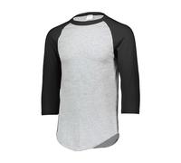 Augusta Sportswear Men's Baseball Jersey 2.0 3/4 Sleeve, Athletic Heather/Black, X-Large
