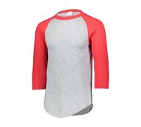 Augusta Sportswear Men's Baseball Jersey 2.0 3/4 Sleeve, Athletic Heather/Red, Small
