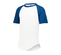 Augusta Sportswear Men's Short Sleeve Baseball Jersey, White/Royal, XXL