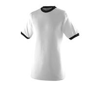 Augusta Sportswear Unisex's Mens Ringer T-Shirt - Soft Jersey Knit Tee with Contrast Collar, Cuffs, and Classic Set-in Sleeves, White/Black, Medium