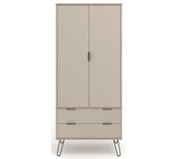 Augusta Wardrobe - 2 Door - 2 Drawer - Driftwood - Hairpin Legs