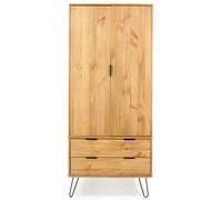 Augusta Wardrobe - 2 Door - 2 Drawer - Pine - Hairpin Legs