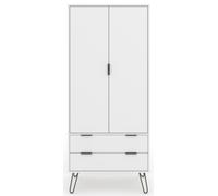 Augusta Wardrobe - 2 Door - 2 Drawer - White - Hairpin Legs